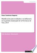 libro Planificación Para Resultados Y Su Influencia En La Gestión Municipal De La Provincia De Virú, 2015